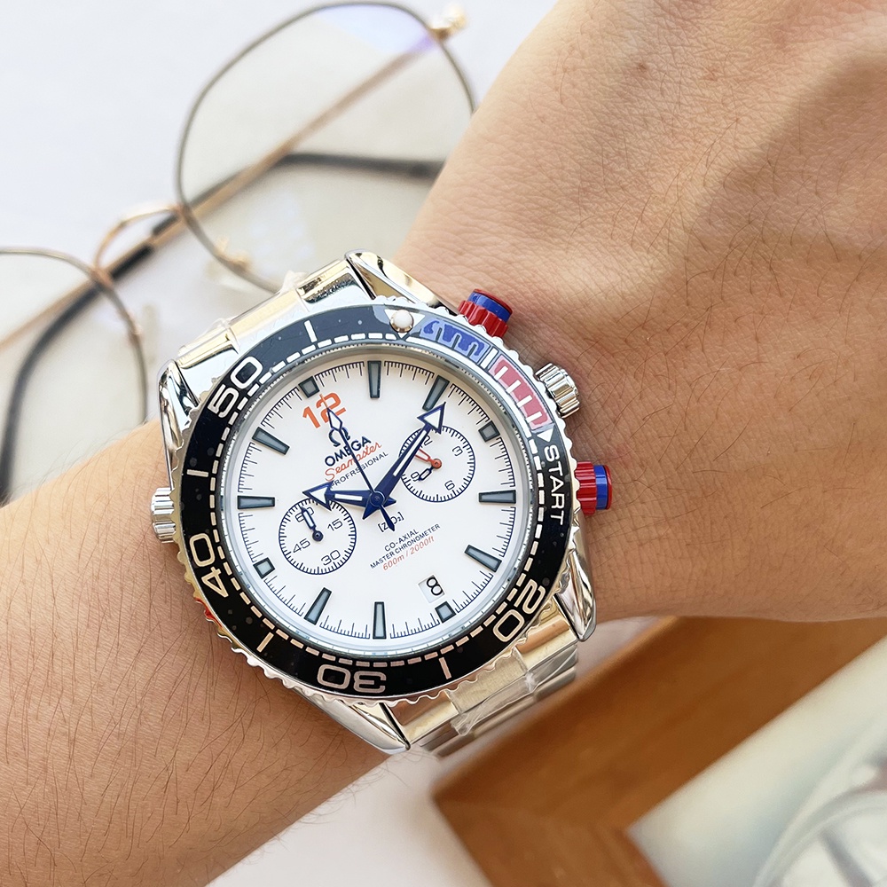 Đồng Hồ Đeo Tay 0mega Đa Chức Năng Chống Thấm Nước Bằng Kim Loại Màu Trơn Thời Trang Cho Nam