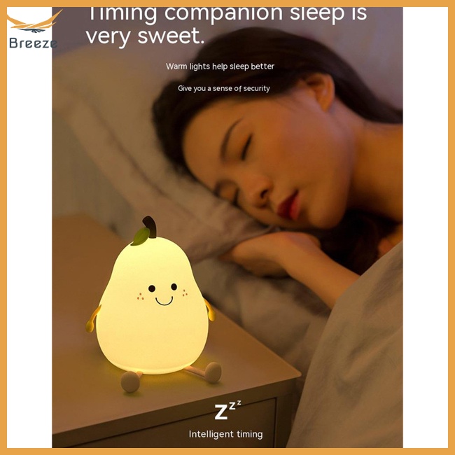 Đèn Ngủ 3 Mức Độ Sáng Hình Quả Lê Bằng Silicon Nhiều Màu Dễ Thương Có Thể Sạc Lại Cho Phòng Ngủ Trẻ Em