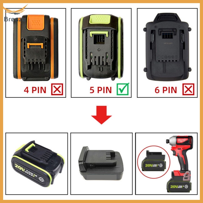 Bộ Chuyển Đổi pin 20v 5-pin Tương Thích Với Miwatch 18v M18