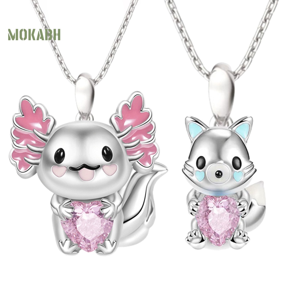 [Mok Abh] Vòng cổ Mặt Hình Trái Tim Đính Đá Lấp Lánh Có Thể Điều Chỉnh Trang Sức Thời Trang Cho Nữ