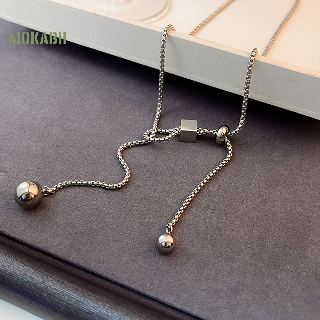 [Mok Abh] Dây Chuyền Dạng Chuỗi Hạt Tròn Mạ Điện Thanh Lịch Đơn Giản Thời Trang Thu Đông Cho Nữ