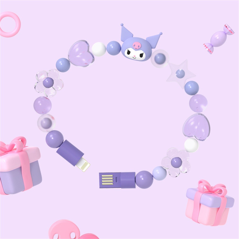 Dây Cáp Sạc Nhanh Truyền Dữ Liệu Đầu USB Sang Micro USB Loại C Hình Vòng Tay Sanrio Kuromi Cinnamoroll