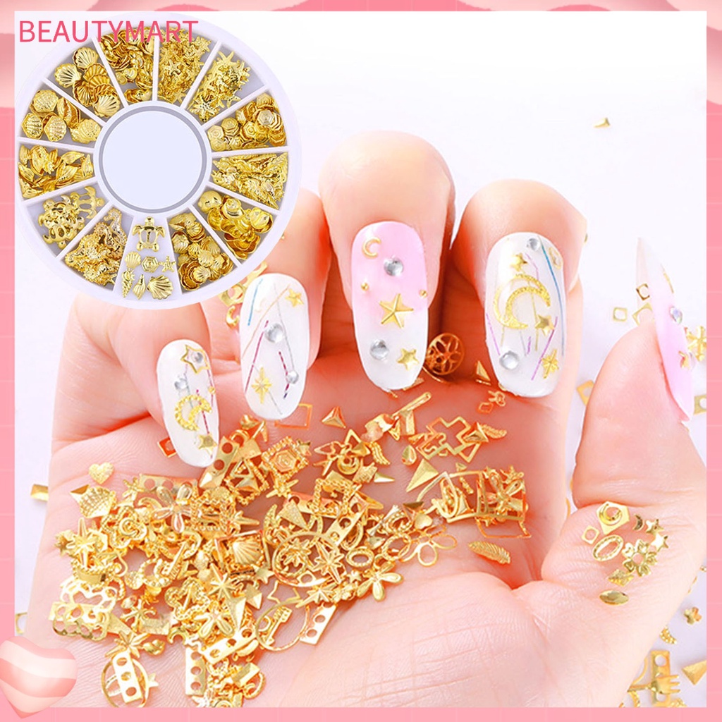 1 Bộ Phụ Kiện Trang Trí Móng Tay 3D Hình Trăng Sao Bằng Kim Loại Siêu Bền DIY Charms