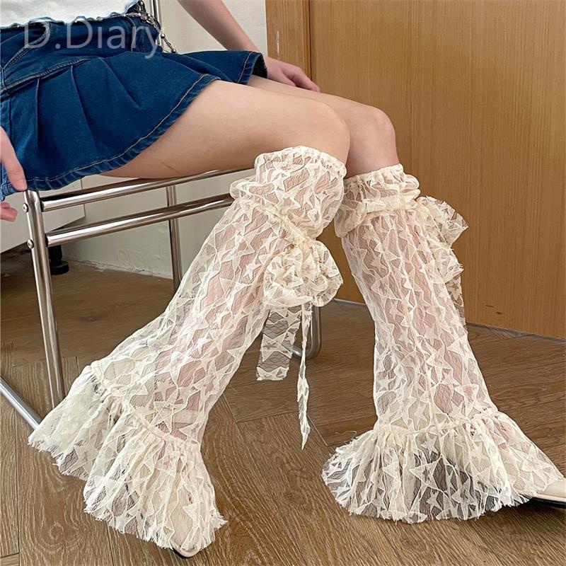 Đôi Vớ Giữ Ấm Chân Phối Ren Nhún Bèo Thời Trang Quyến Rũ Cho Nữ Y2K