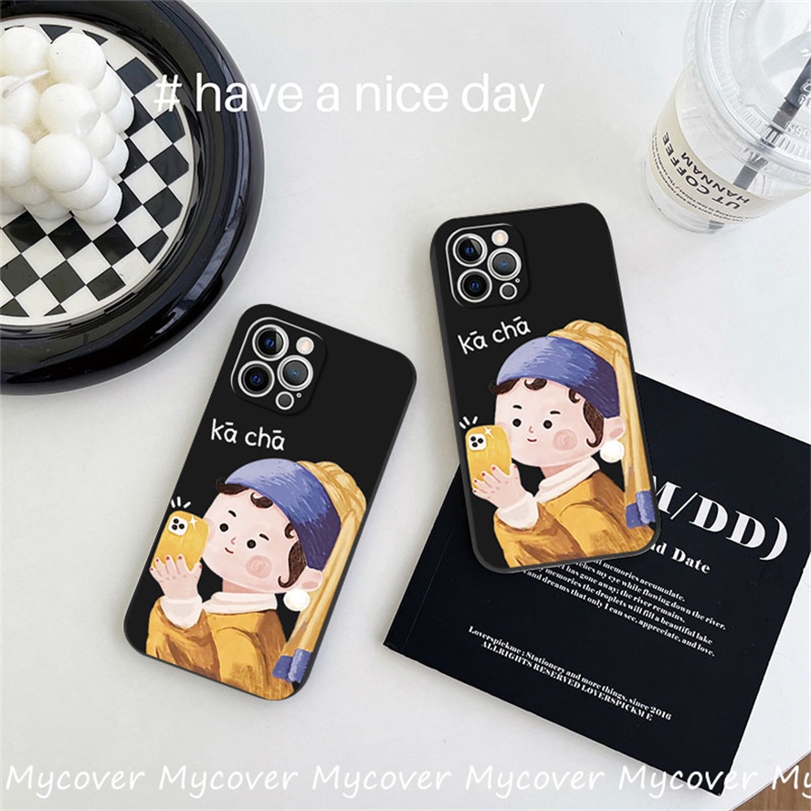 Ốp Điện Thoại Silicon Mềm Hình Cô Gái Đính Ngọc Trai Cho iPhone 11 13 12 14 Pro Max X XR Xs Max 6 7 8 Plus