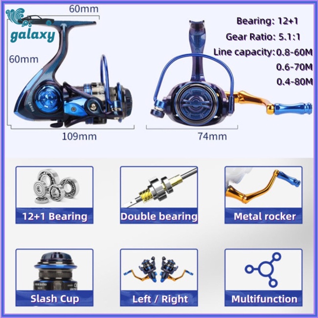 Máy Câu Cá Mini galaxy Ck800 12 + 1bb 5.1: 1 Tốc Độ Cao