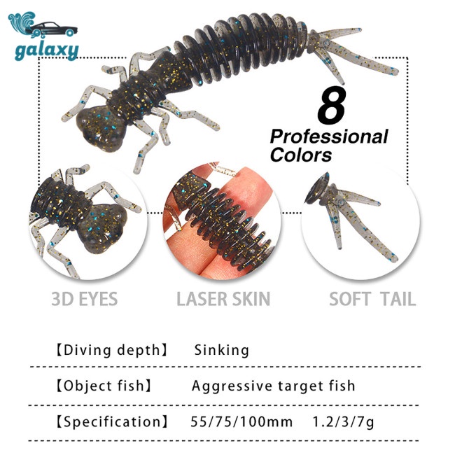 Galaxy Set 10 Mồi Giả Nhử Cá 5.5cm / 7.5cm / 10cm Bằng Nhựa Mềm