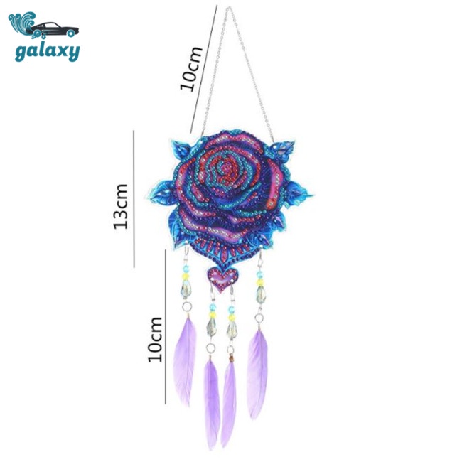 Galaxy Bộ Tranh Đính Đá Tự Làm Họa Tiết Vòng Bắt Giấc Mơ Có Lông Vũ Treo Trang Trí Sân Vườn Ngoà
