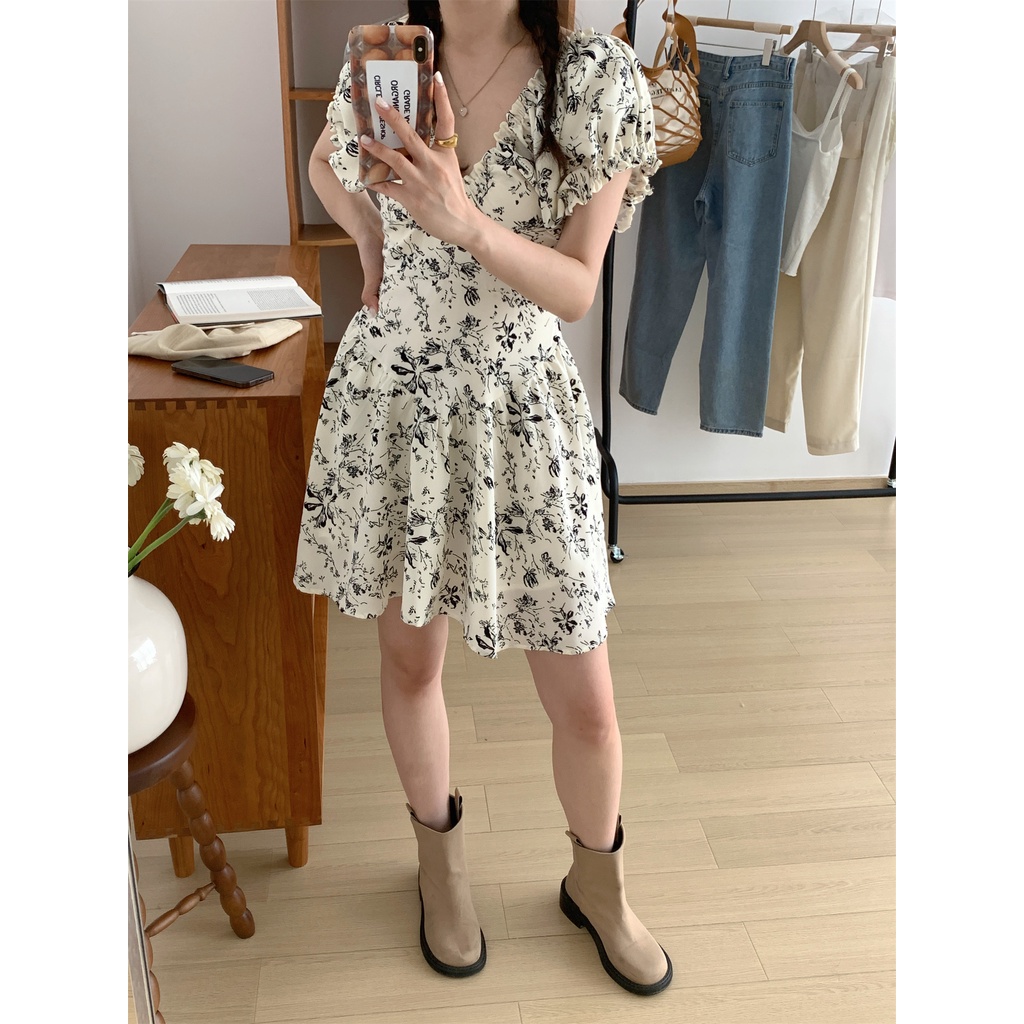 Đầm Hoa Cổ Chữ V Thiết Kế Mới Thời Trang Mùa Hè Dành Cho Nữ