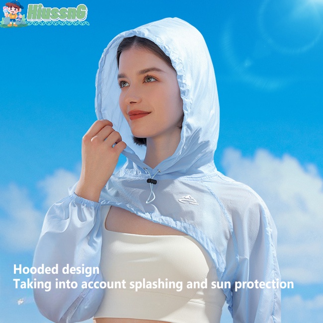 Áo Khoác Chống Nắng Tay Dài Fsy07 Chống Tia Uv Chống Nước Có Nón Bảo Vệ Cho Nữ