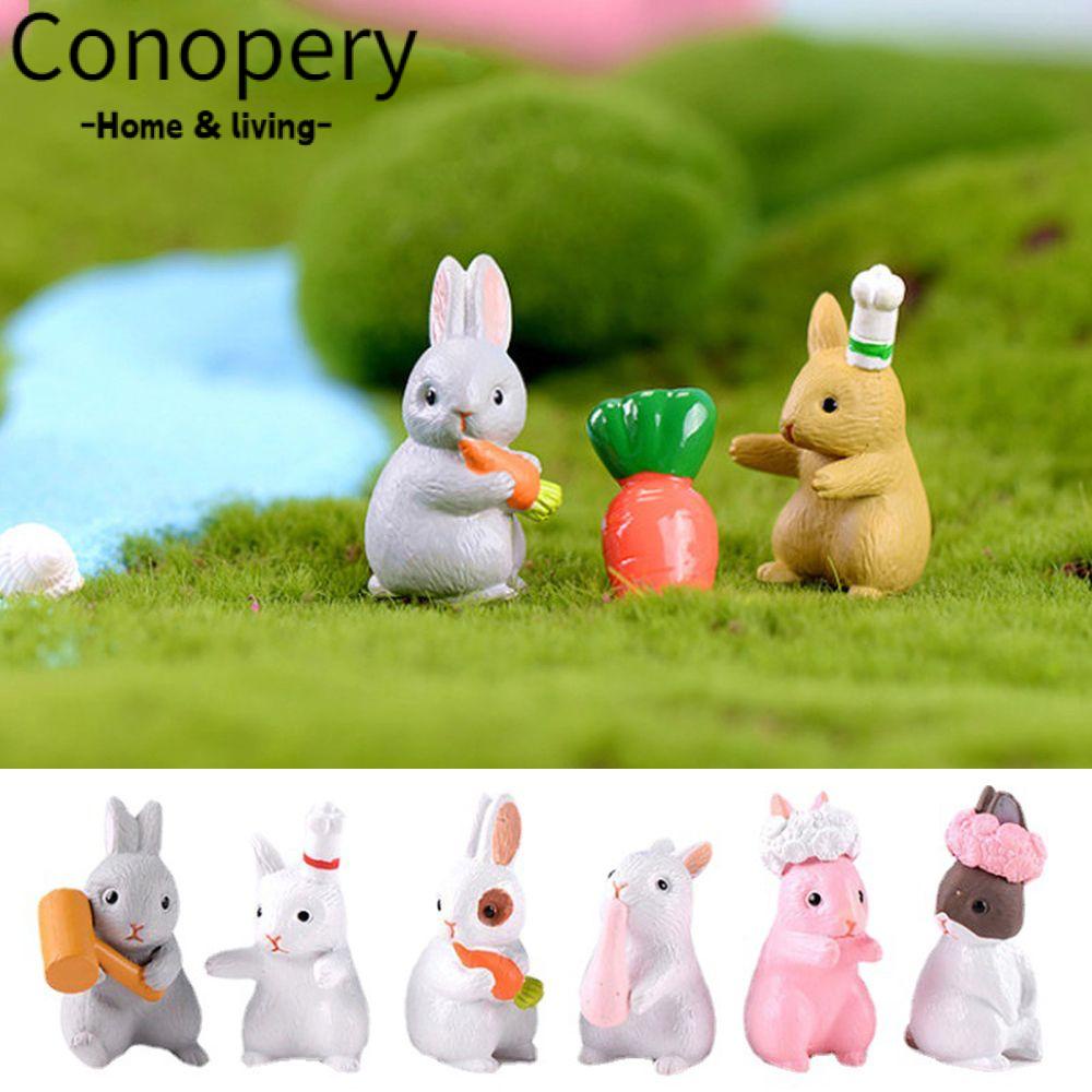 CONOPERY Set 12 Tượng Thỏ Mini Trang Trí Vườn Cây