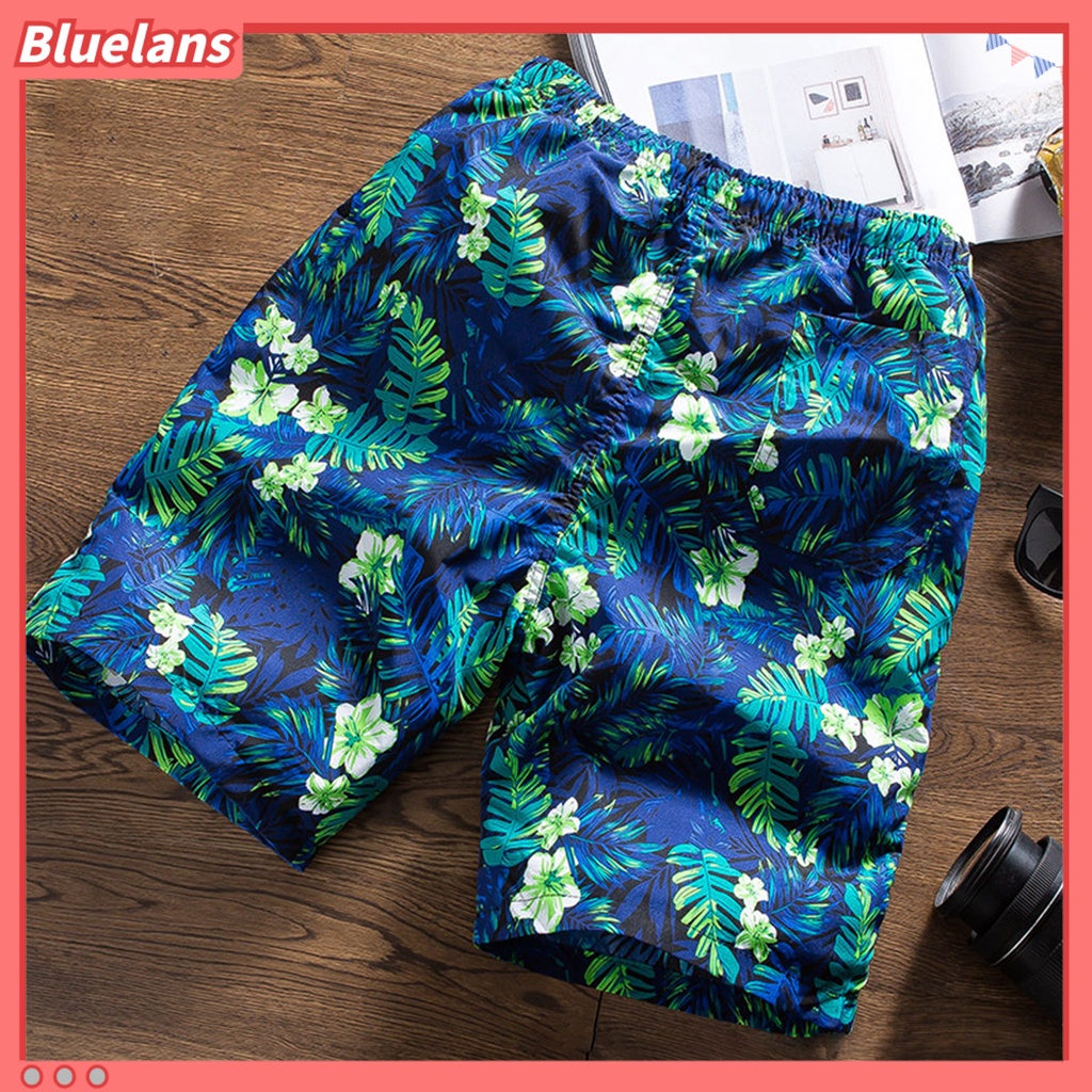 [BLS] Quần Đùi Đi Biển Dáng Rộng Eo Co Giãn In Hình Lông Vũ Nhiều Màu Sắc Mùa Hè