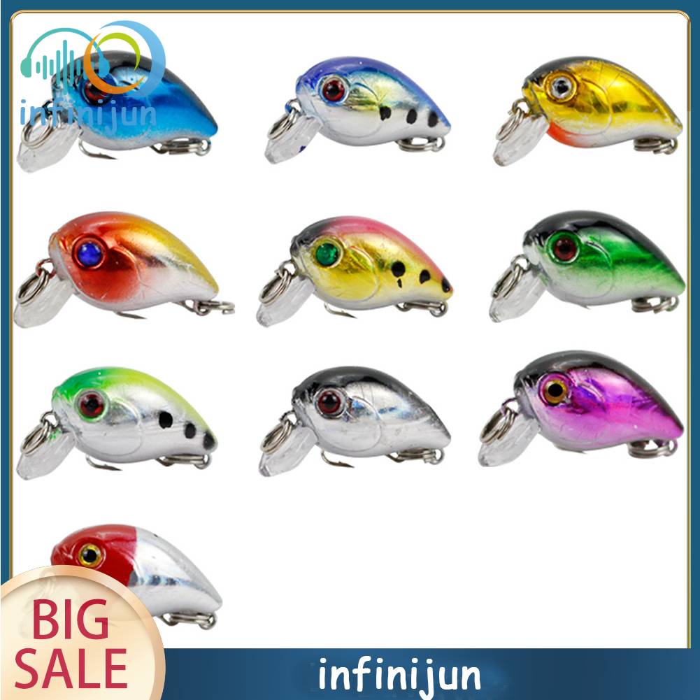 Set 10 Mồi Giả Nhử Cá Bằng Nhựa Gắn Kèm Móc Câu