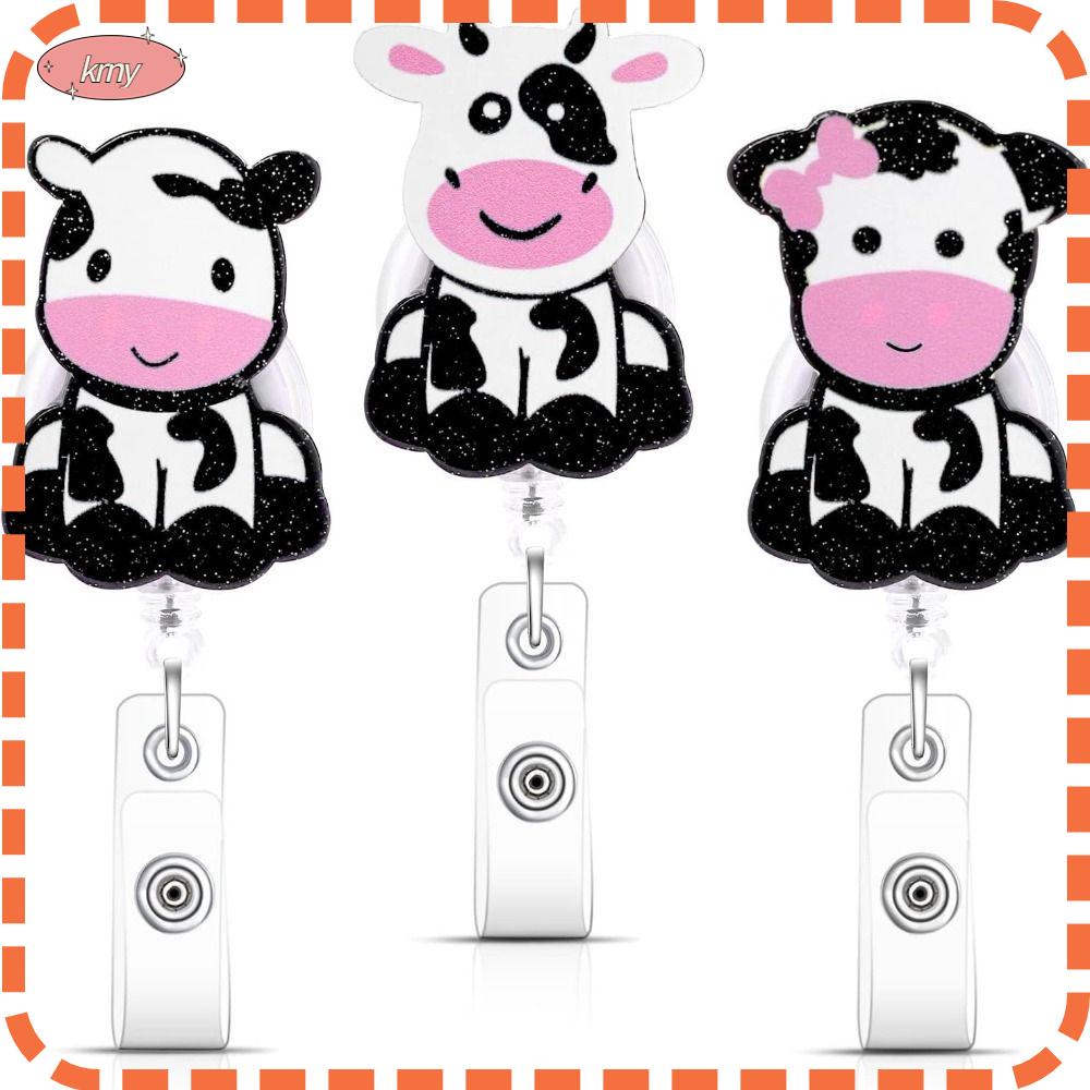 Krny Set 3 Móc Chìa Khóa Bằng Acrylic Có Thể Thu Vào Hình Bò Sữa Cho Văn Phòng