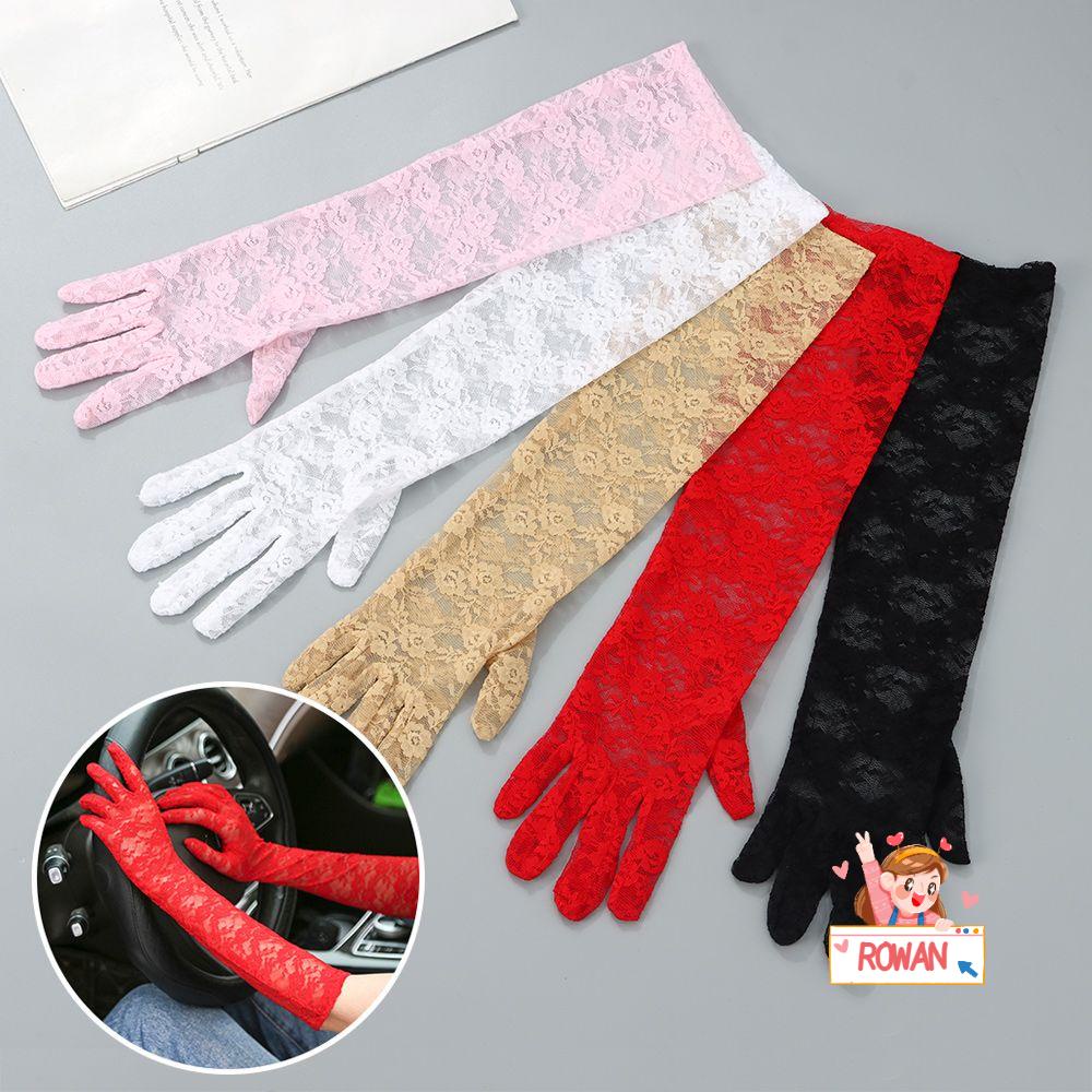 ROWANS Găng Tay Ren Lưới Dài Co Giãn Chống Nắng Cho Nữ