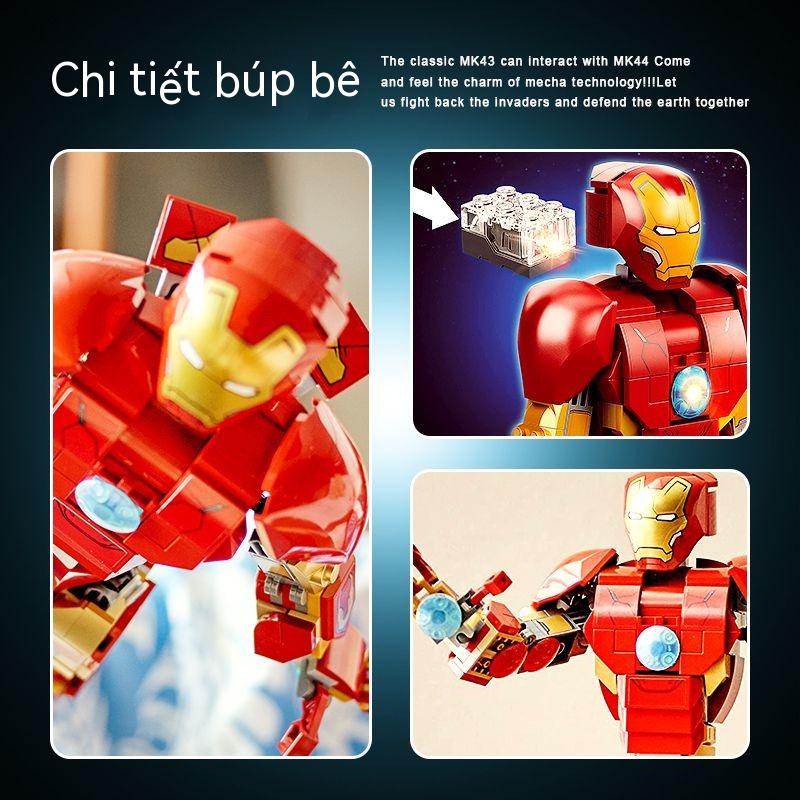 Tương thích với Lego Iron Man Búp bê Iron Man Mũ bảo hiểm Nano Infinite Găng tay