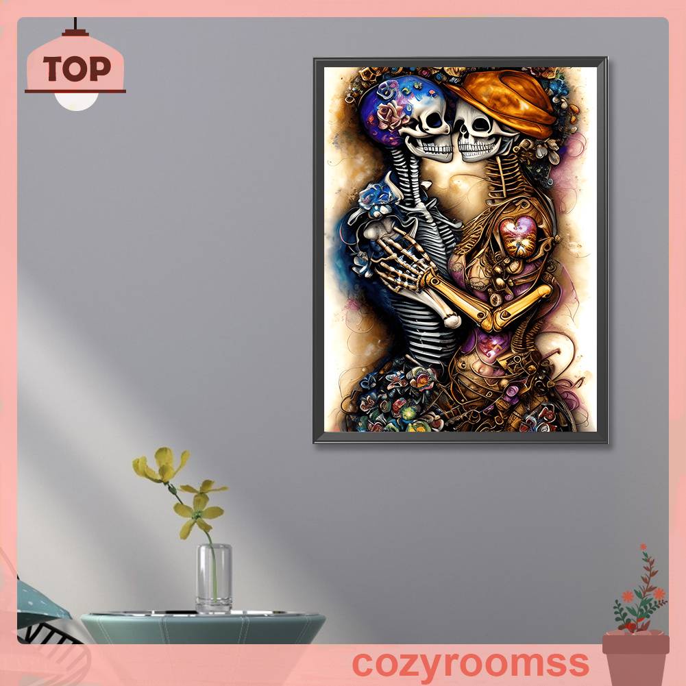 Tranh Đính Đá Kim Cương Toàn Bộ 5D DIY Hình Vẽ Bộ Xương Người Trang Trí Nhà Cửa