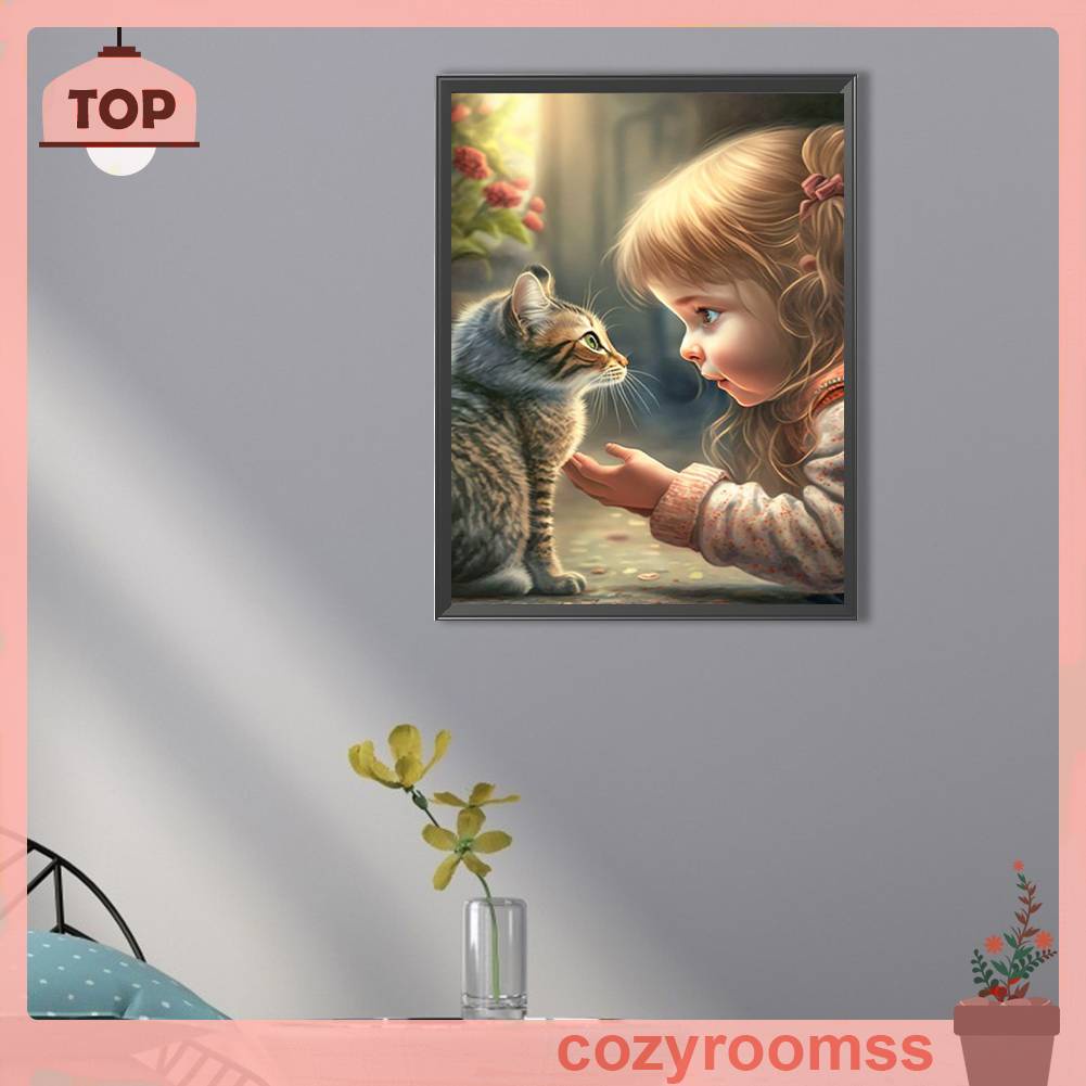 Tranh Đính Đá Kim Cương Toàn Bộ 5D DIY Hình Vẽ Cô Gái Trang Trí Nhà Cửa