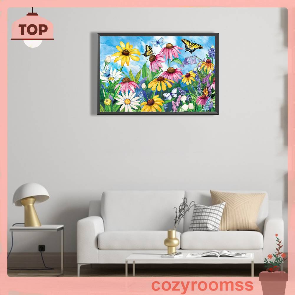 Tranh Đính Đá Kim Cương Toàn Bộ 5D DIY Hình Vẽ Hoa Bướm