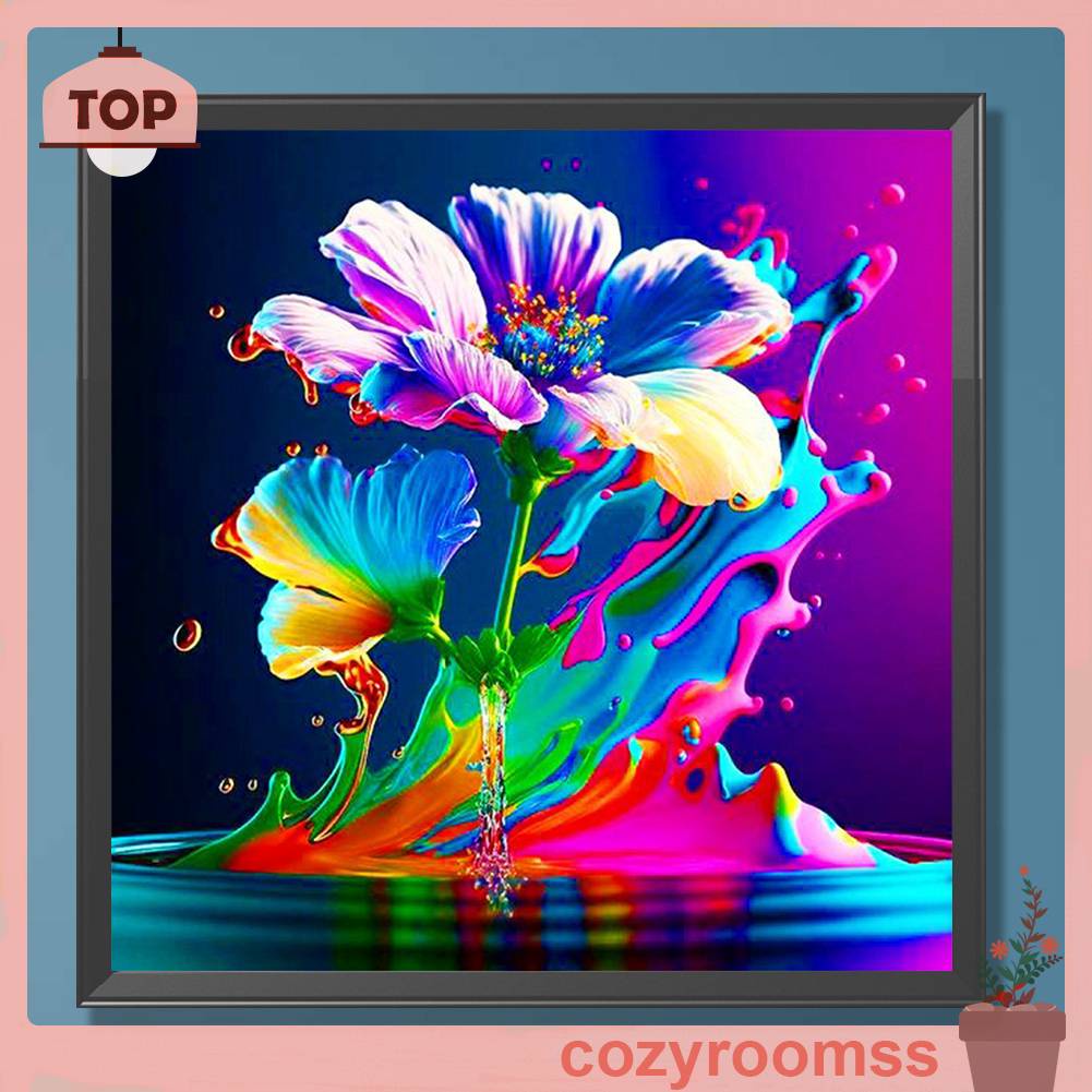 Tranh Đính Đá Kim Cương Toàn Bộ 5D DIY Hình Vẽ Hoa Trang Trí Nhà Cửa