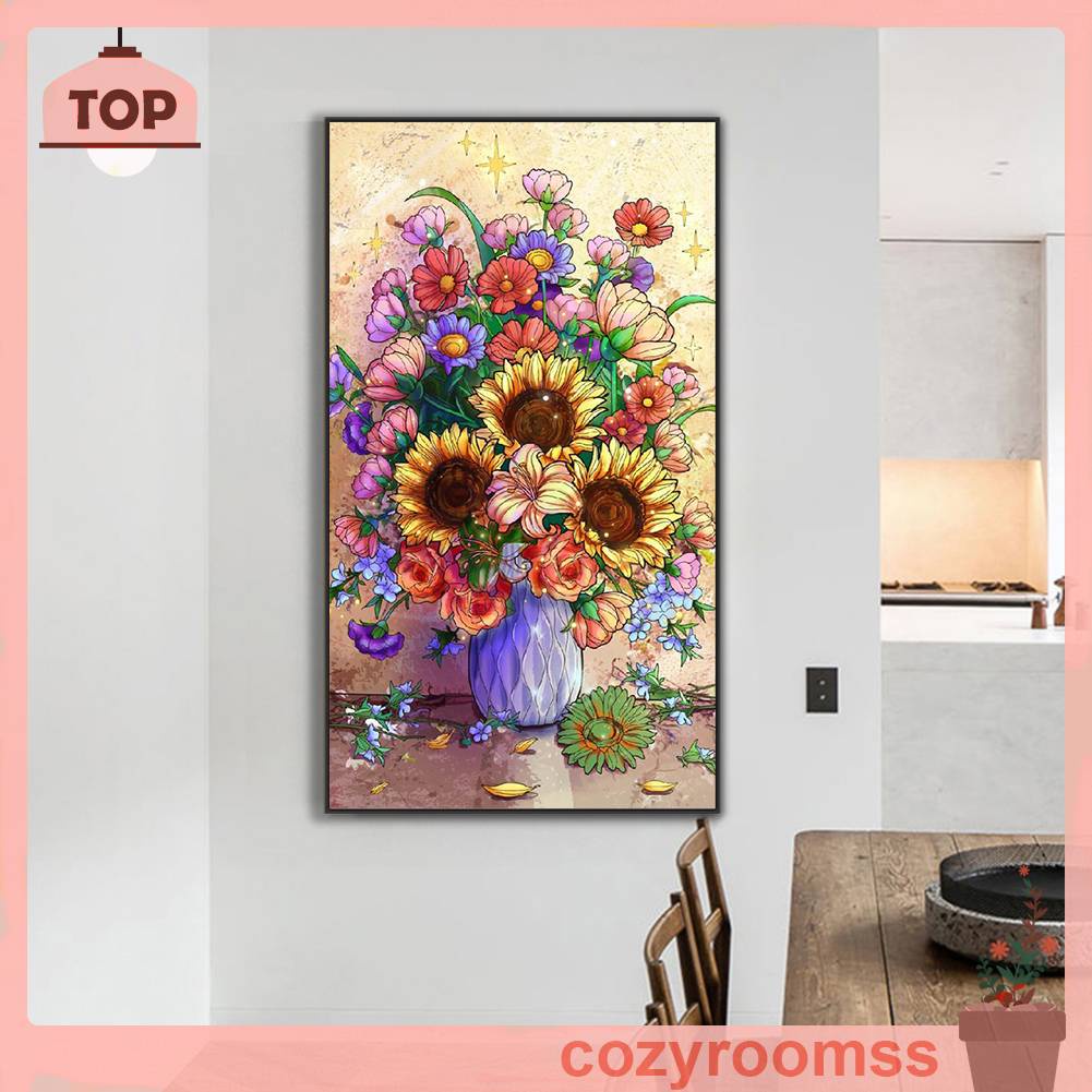 Tranh Đính Đá Kim Cương Toàn Bộ 5D DIY Hình Bình Hoa