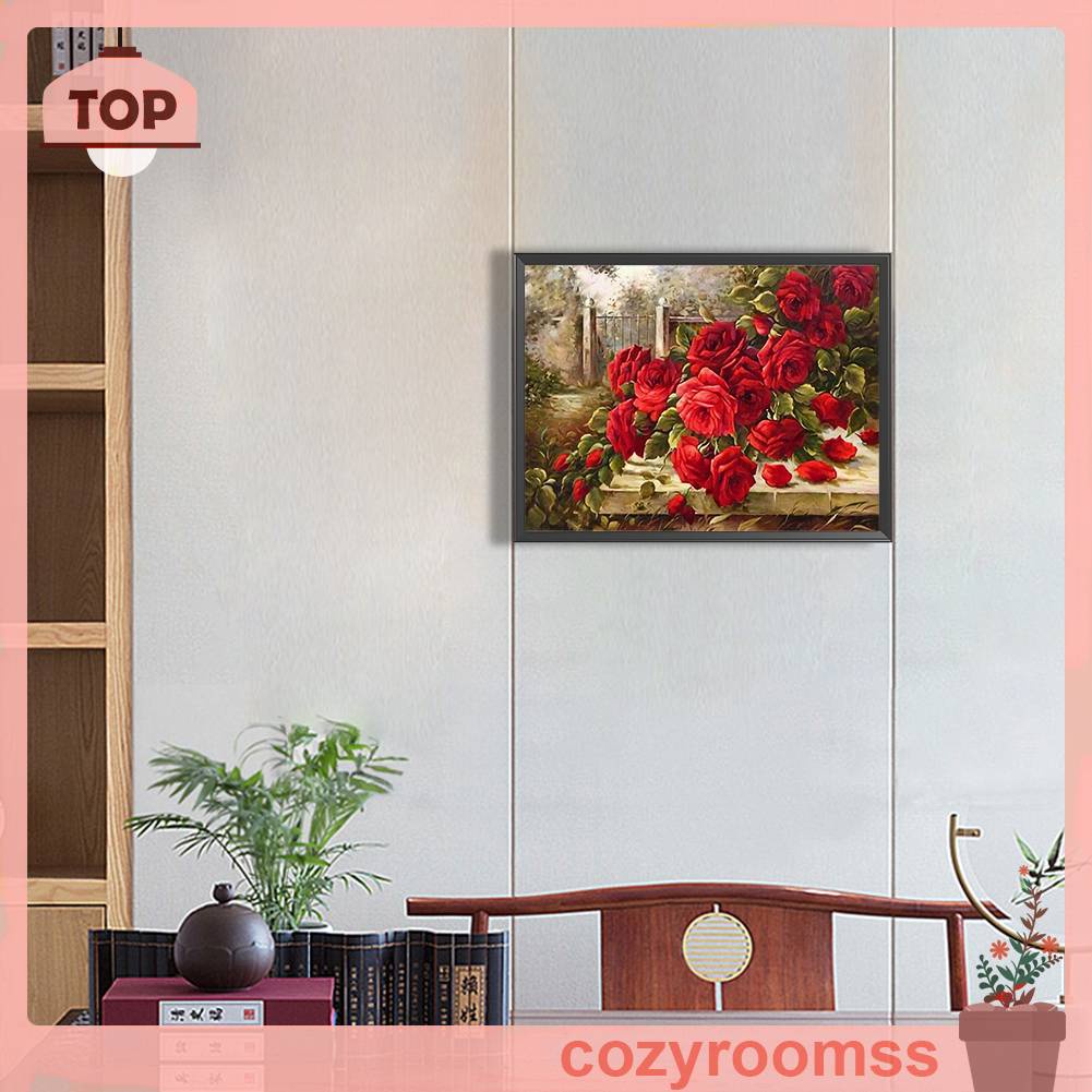 Tranh Đính Đá Kim Cương Toàn Bộ 5D DIY Hình Vẽ Hoa Hồng