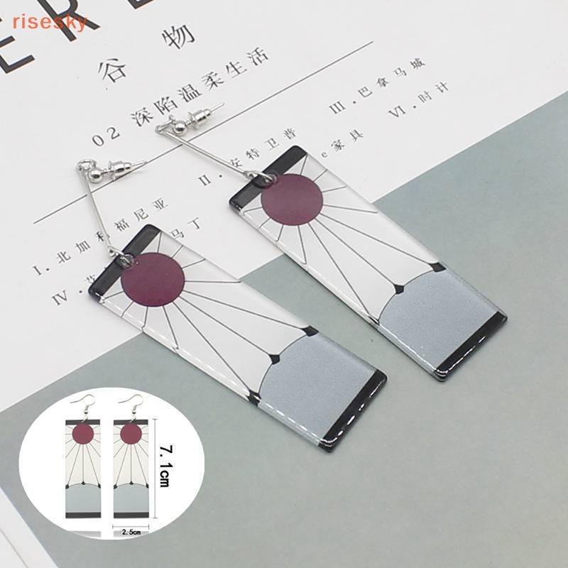 Bông Tai Tanjiro Bằng Acrylic Họa Tiết Demon Slayer Độc Đáo Thời Trang Cho Nữ