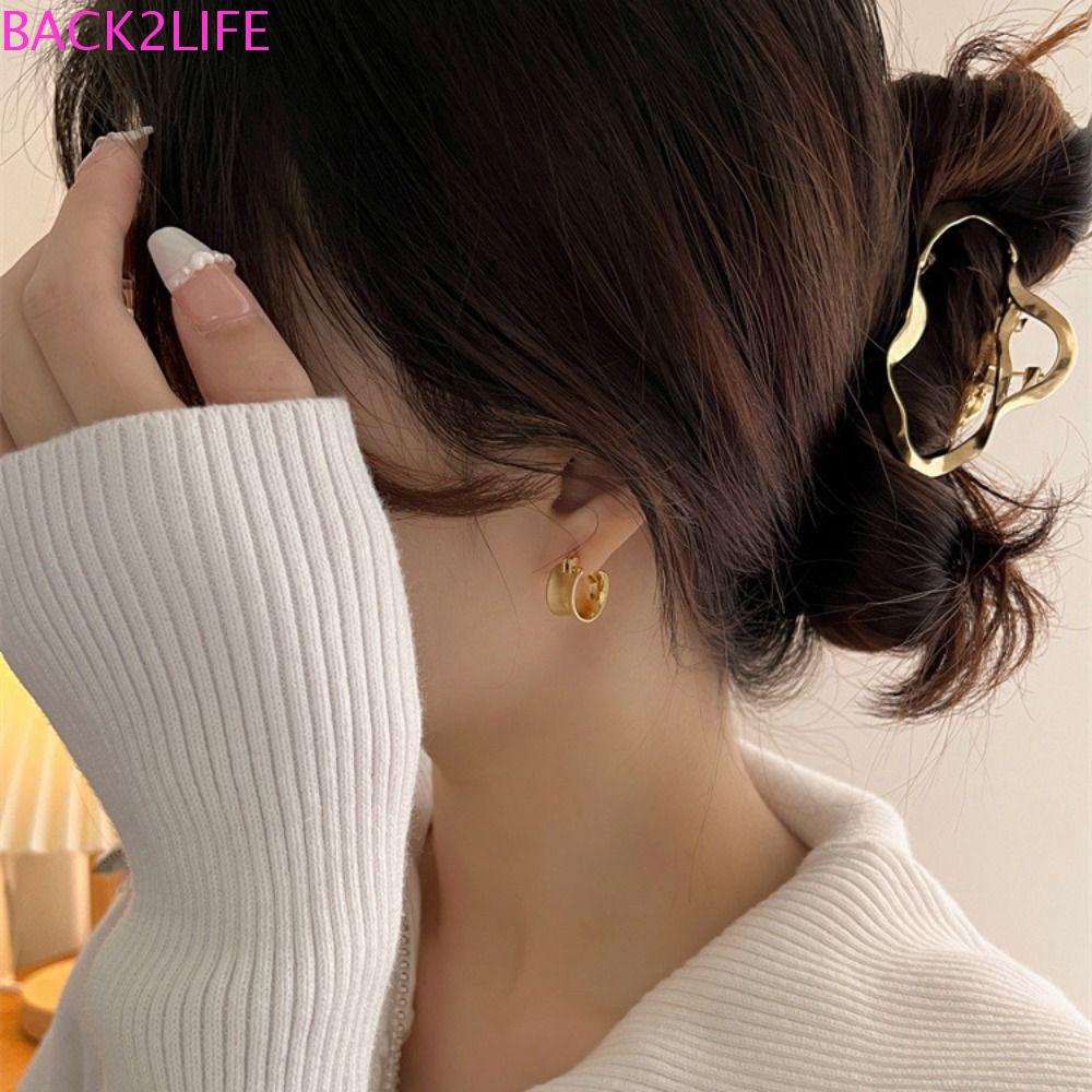 BACK2LIFE Khuyên Tai Kim Loại Đơn Giản Thời Trang Cho Nữ