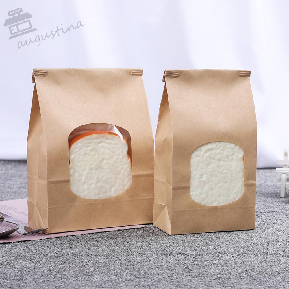 AUGUSTINA Túi Giấy Kraft Đựng Bánh Mì Có Cửa Sổ Trong Suốt Chống Mỡ