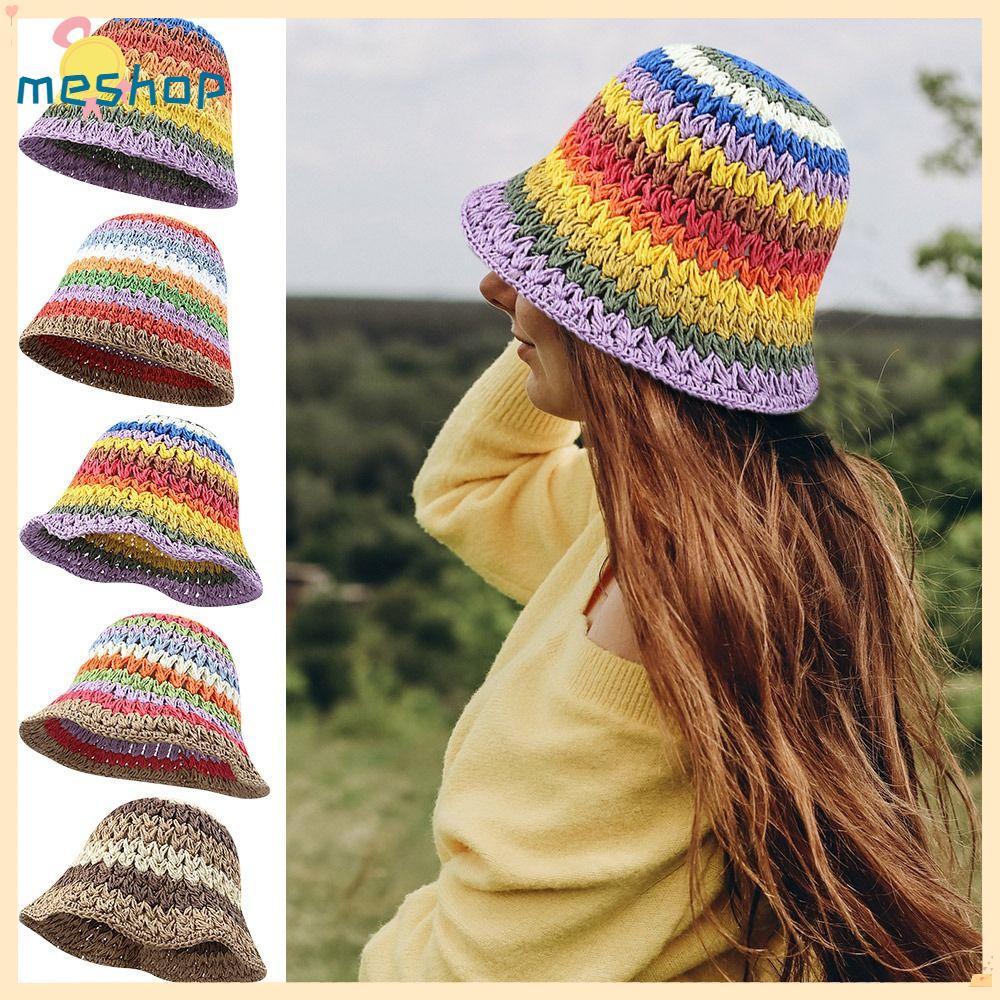 ME Mũ Bucket Chống Nắng Màu Sắc Cầu Vồng Xinh Xắn Thời Trang Mùa