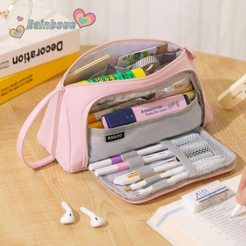 RAINBOW Túi Đựng Bút / Mỹ Phẩm Đa Năng Có Tay Cầm Tiện Dụng