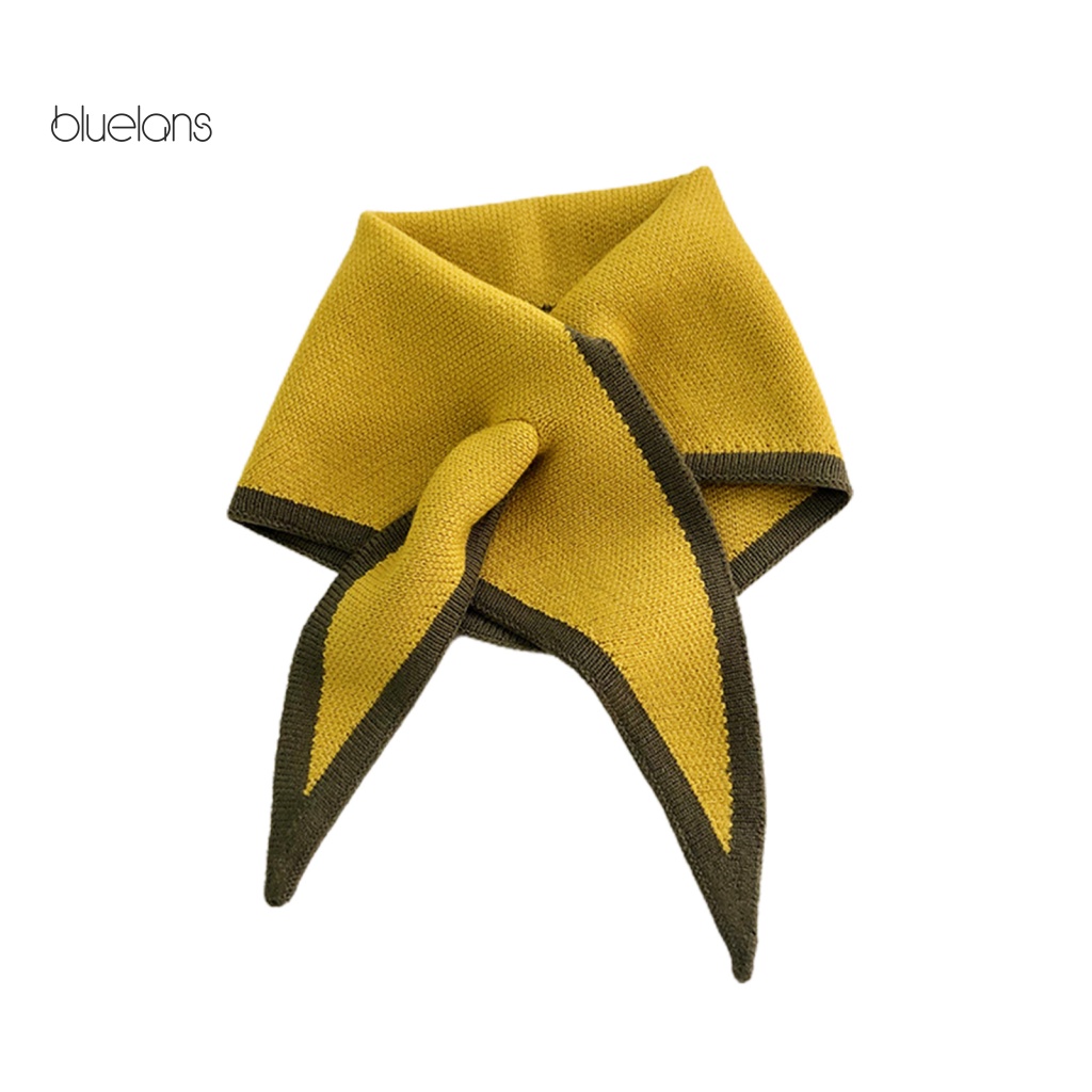 Khăn Choàng Cổ Dệt Kim Hình Tam Giác Màu Sắc Tương Phản Thời Trang Thu Đông Cho Nữ