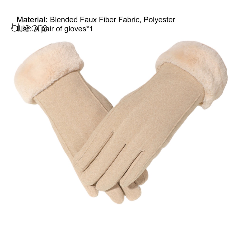 1 Cặp Găng Tay Lông Nhung Màu Trơn Giữ Ấm Mùa Đông Có Thể Chạm Màn Hình Cảm Ứng Dành Cho Nữ