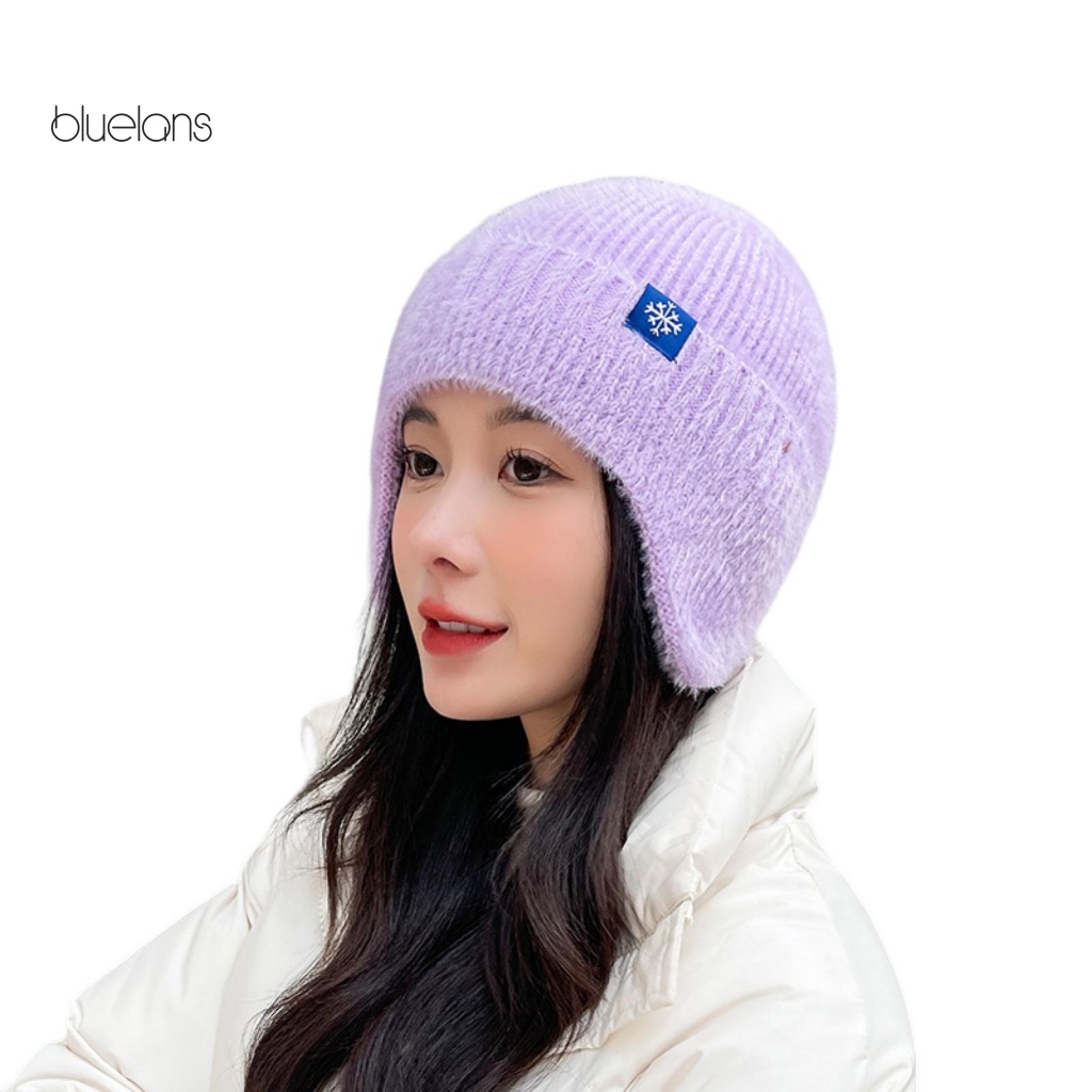 Mũ Beanie Dệt Kim Co Giãn Màu Sắc Ngọt Ngào Thời Trang Thu Đông Cho Nữ