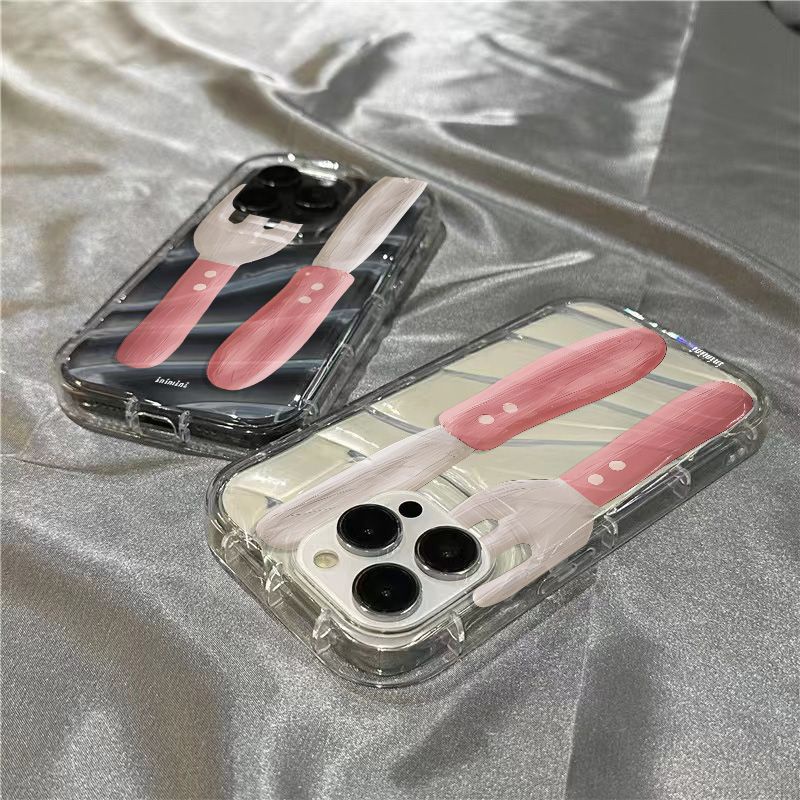 Nĩa Dao Tiện Lợi Đa Năng1181312Ốp Điện Thoại Mềm Trong Suốt Màu Hồng Cho iPhone14promax7sins / plus / xr