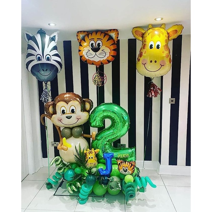 Set 5 / 6 Bong Bóng Lá Nhôm Hình Động Vật Hoang Dã Trang Trí Tiệc Sinh Nhật Cho Bé