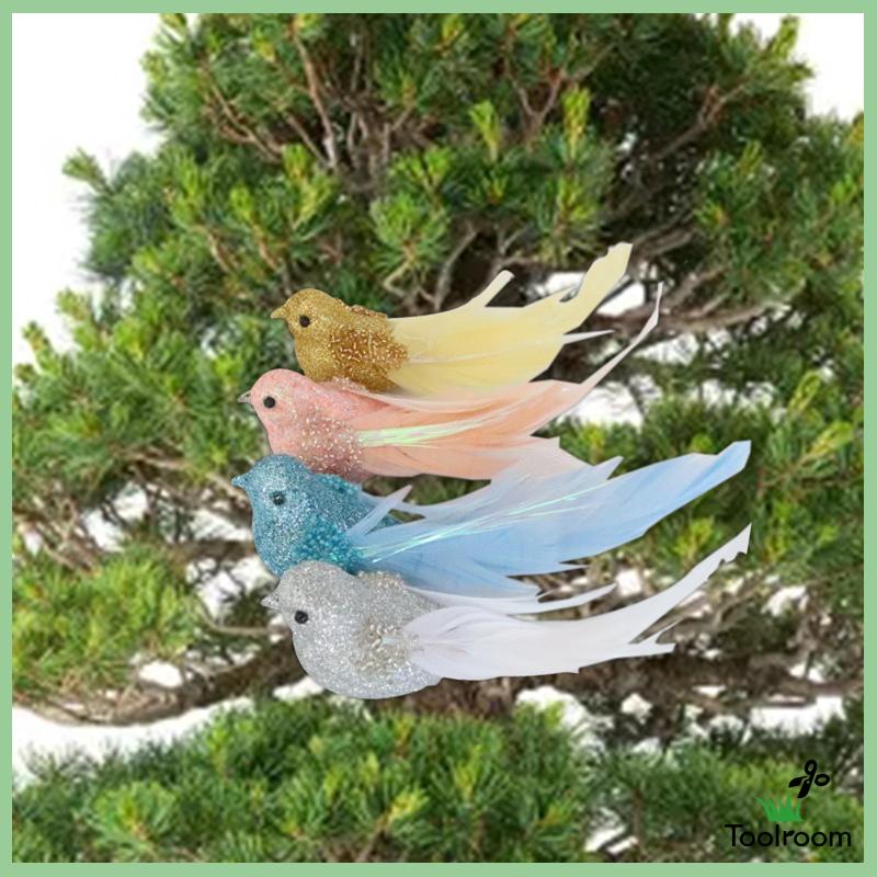 Set 4 Chú Chim Nhân Tạo Mini Bằng Xốp Dùng Trang Trí DIY