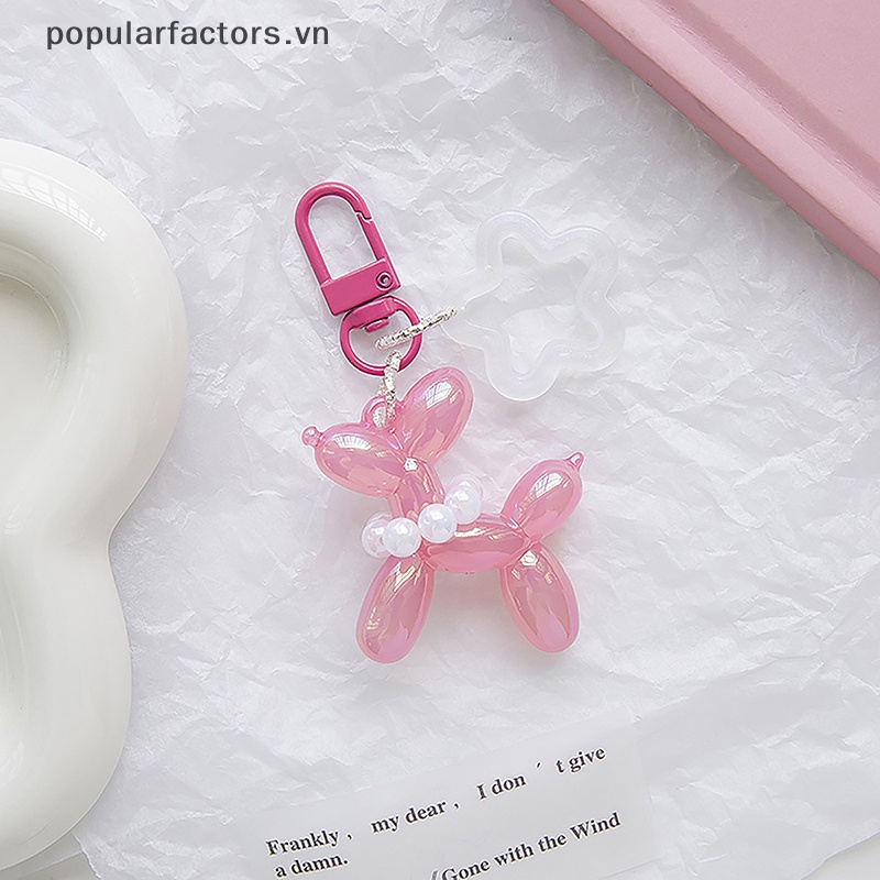 Móc Khóa Acrylic Hình Cún / Ngôi Sao / Bóng Bay Màu Kẹo Dạ Quang Dễ Thương Thời Trang