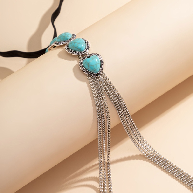 Chuỗi Vòng Đeo Đùi Nhiều Lớp Đính Đá Ngọc Lam Hình Trái Tim Dành Cho Nữ YOUYO