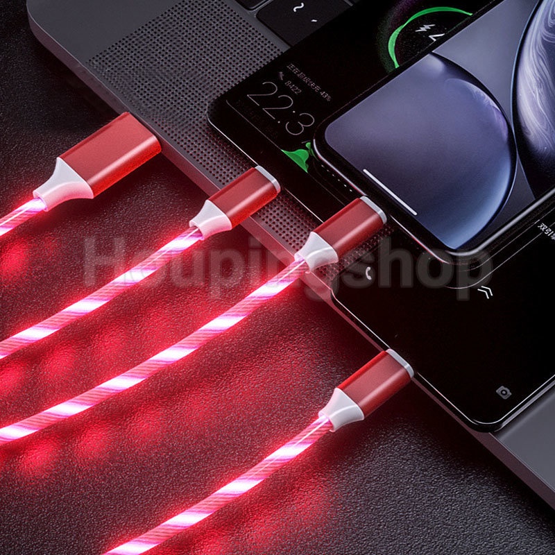 Cáp Sạc Nhanh Micro USB Type C Có Đèn LED Phát Sáng Cho Điện Thoại Di Động