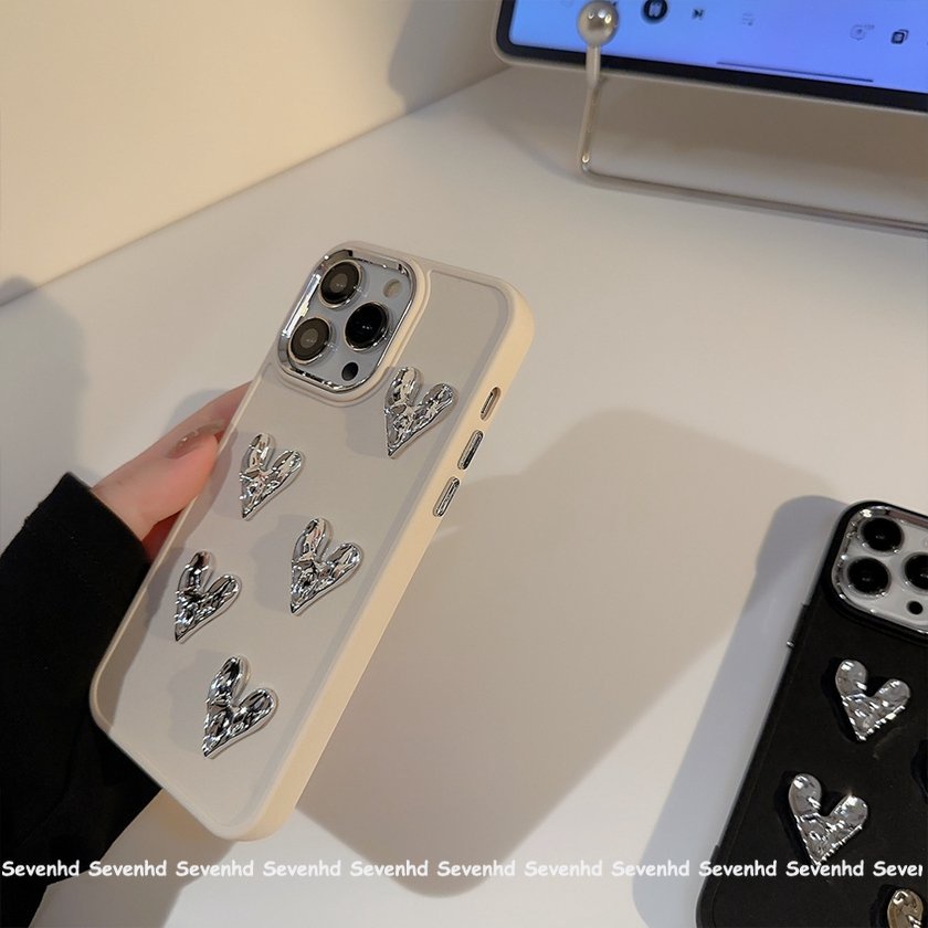 Ốp Điện Thoại Silicon Mềm Màu Trơn Giả Kim Cương In Hình Trái Tim Cho iPhone 11 13 12 14 Pro Max X XR Xs Max 6 7 8 Plus