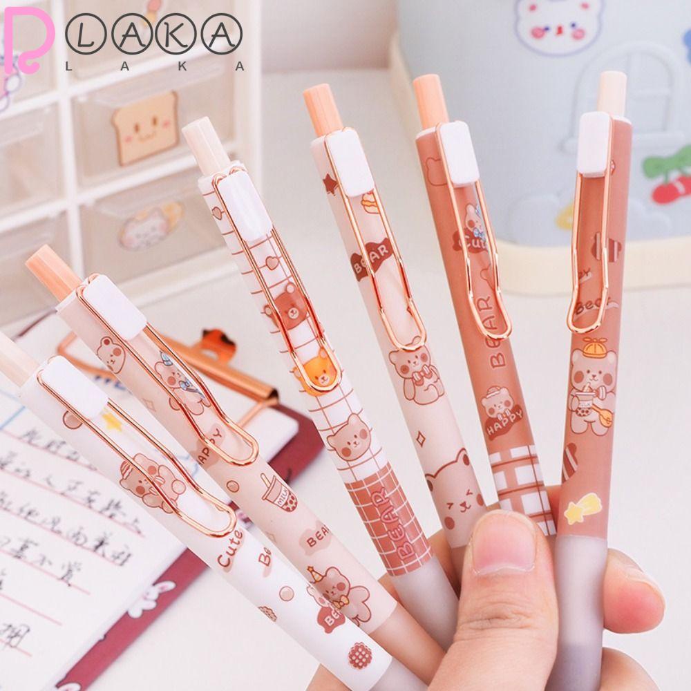 LAKAMIER Set 6 Bút Mực Nước Dạng Nhấn Hình Gấu Dễ Thương