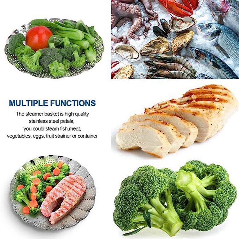 1 Rổ Hấp Rau Củ Quả Bằng Thép Không Gỉ Cao Cấp Có Thể Gấp Gọn