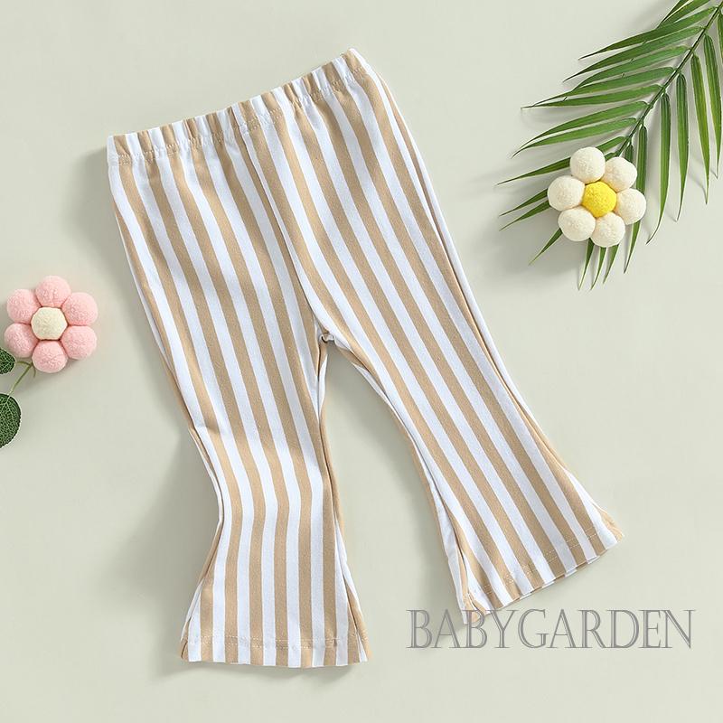 Quần Dài Ống Loe Lưng Thun Họa Tiết Kẻ Sọc Thời Trang Mùa Thu Cho Bé Gái / 6 Tháng-4 Tuổi