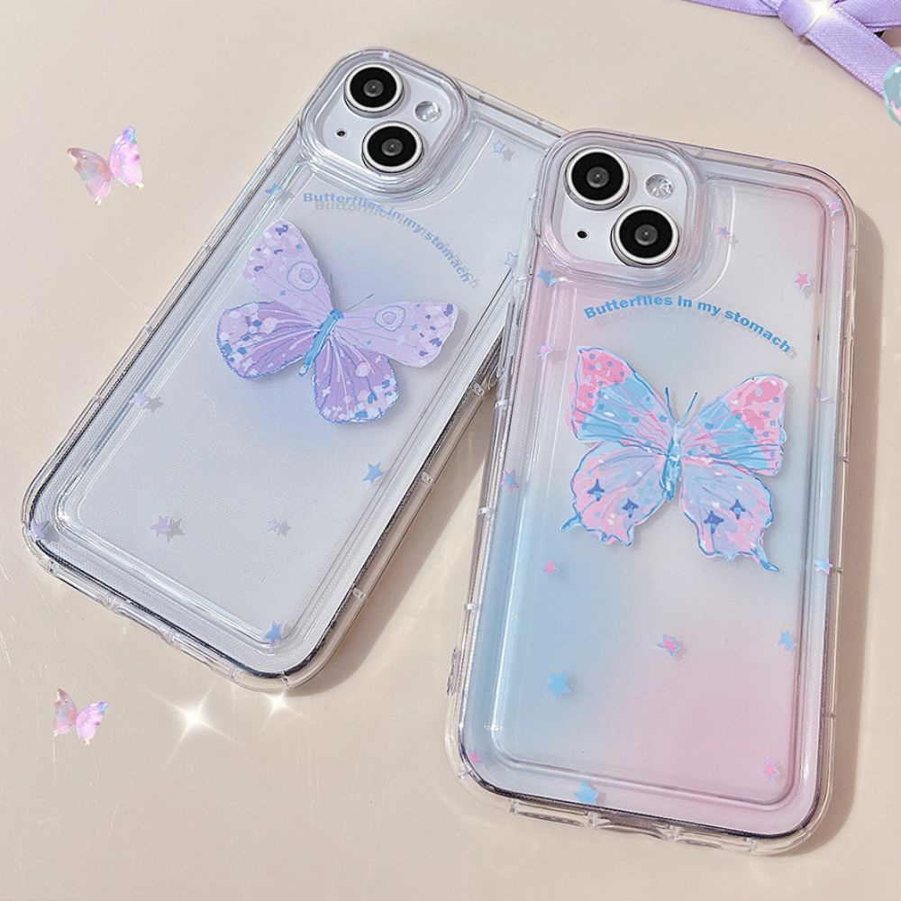 Ốp Điện Thoại TPU Mềm Chống Sốc In Hình Bướm Màu Gradient Cho IPhone 14 13 12 11 Pro Max X XR 8 7 Plus