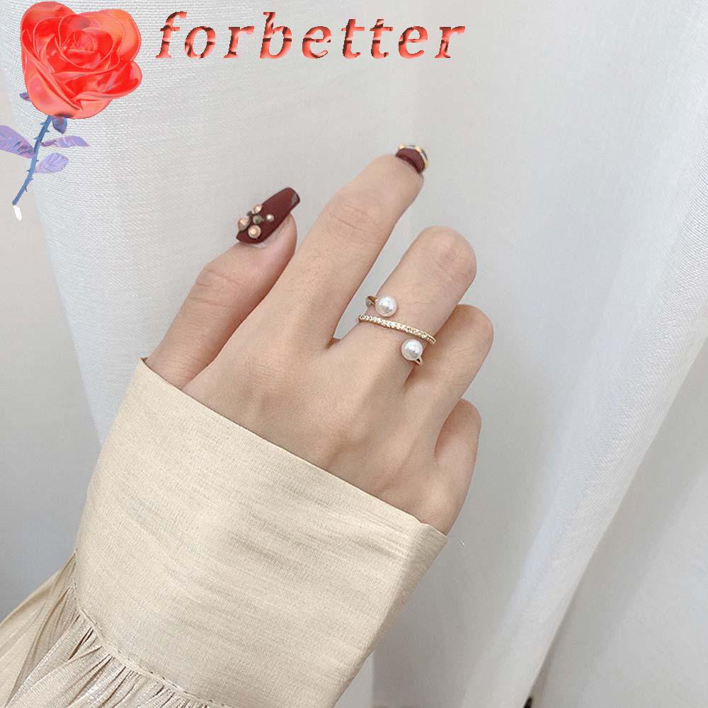 FORBETTER Nhẫn Hở Hợp Kim Thiết Kế Đơn Giản Phong Cách Hàn Quốc Cho Nữ