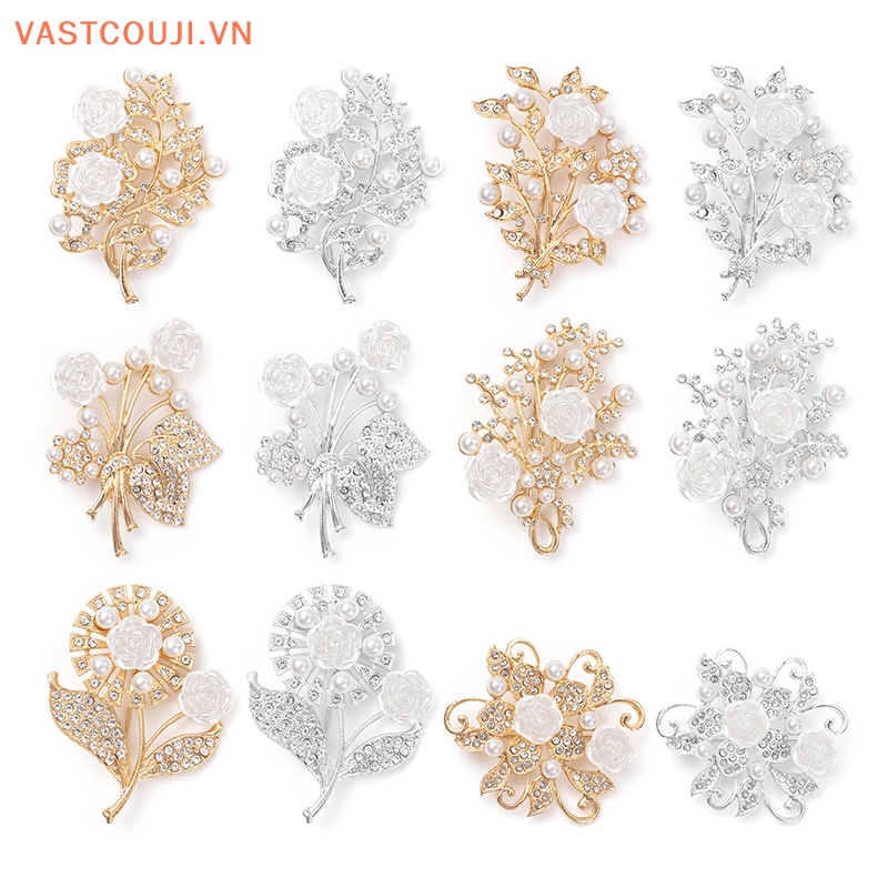 Ghim Cài Áo Hình Hoa Đính Đá Ngọc Trai Chống Ánh Sáng Thời Trang Cho Nữ