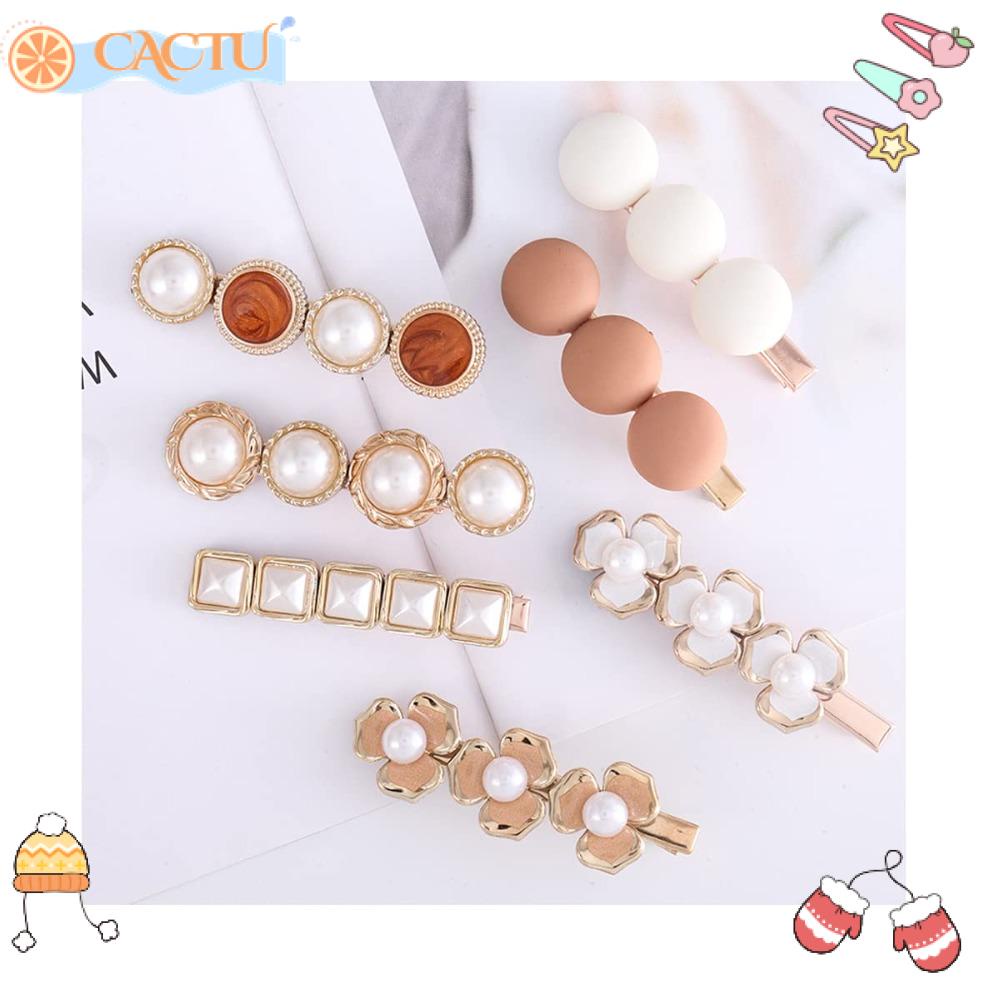 CACTU Set 5 / 7 Kẹp Tóc Dày / Mỏng Hình Hoa Thanh Lịch Cho Nữ