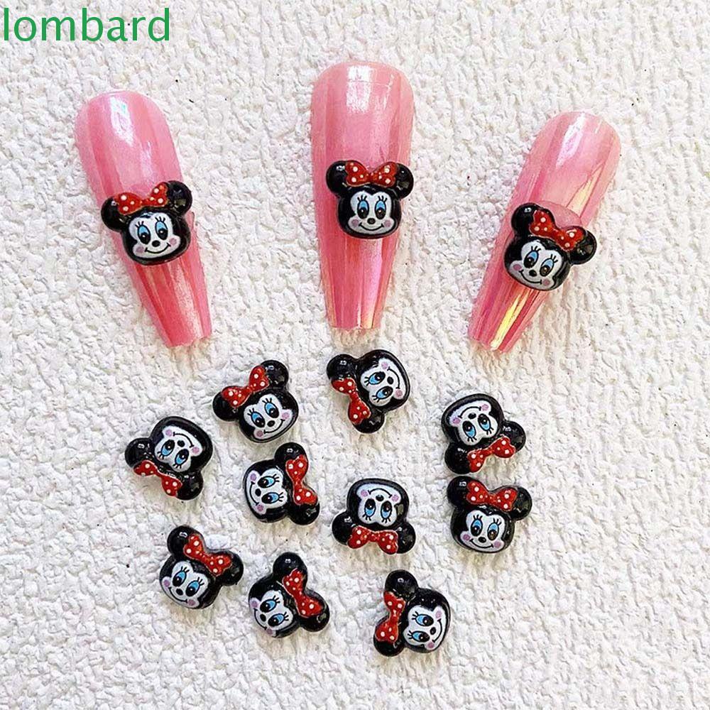 LOMBARD Hoạt Hình Phụ Kiện Trang Trí Móng Tay Hình Chuột Mickey / Thỏ Đáng Yêu