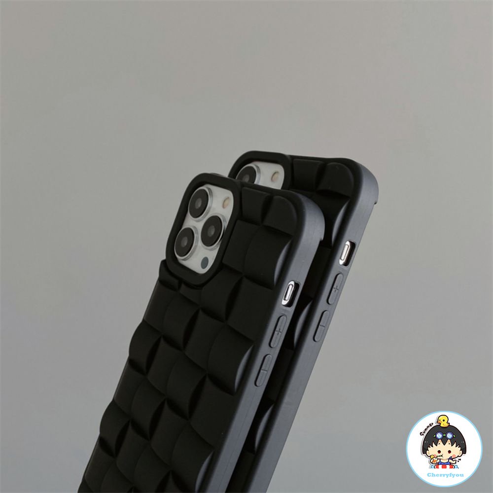 Ốp Điện Thoại TPU Mềm Họa Tiết Đan Chéo Màu Đen Sang Trọng Chống Rơi Cho IPhone 14 13 12 11 Pro Max X XR 8 7 Plus